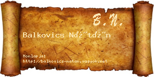 Balkovics Nátán névjegykártya